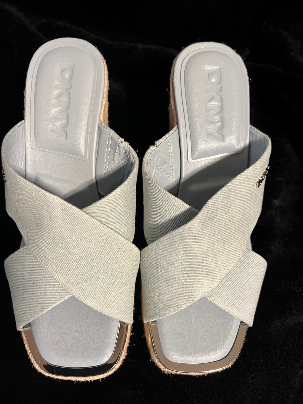 Dkny Light Blue Crisscross Mules